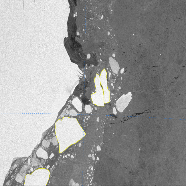 Satellite image of Icebergs A-69c