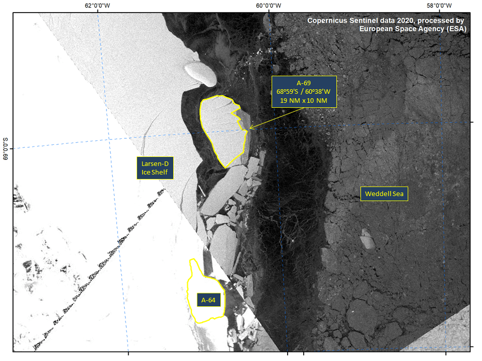 Satellite image of Iceberg A-69