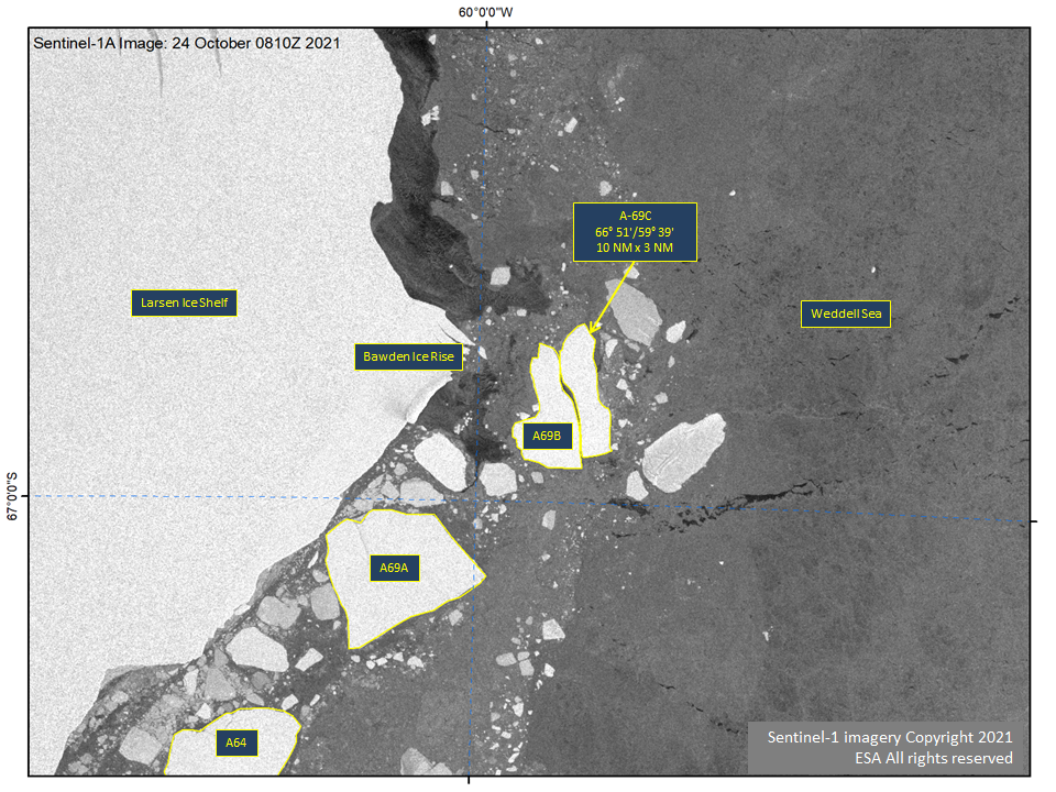 Satellite image of Iceberg A-69C