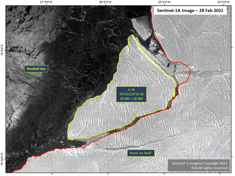 Satellite image of Iceberg A-74