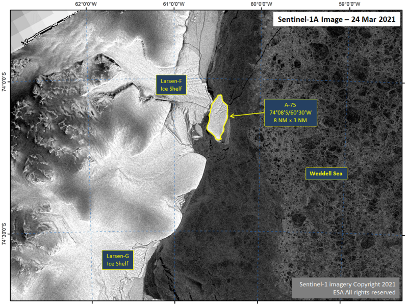 Satellite image of Iceberg A-75