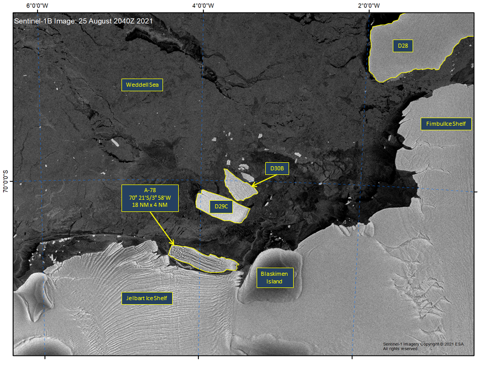 Satellite image of Iceberg A-78