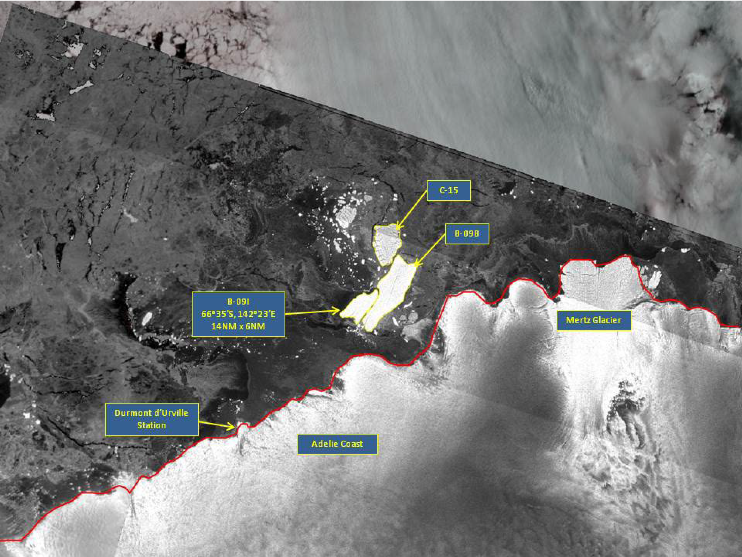 Satellite image of Iceberg B-09I