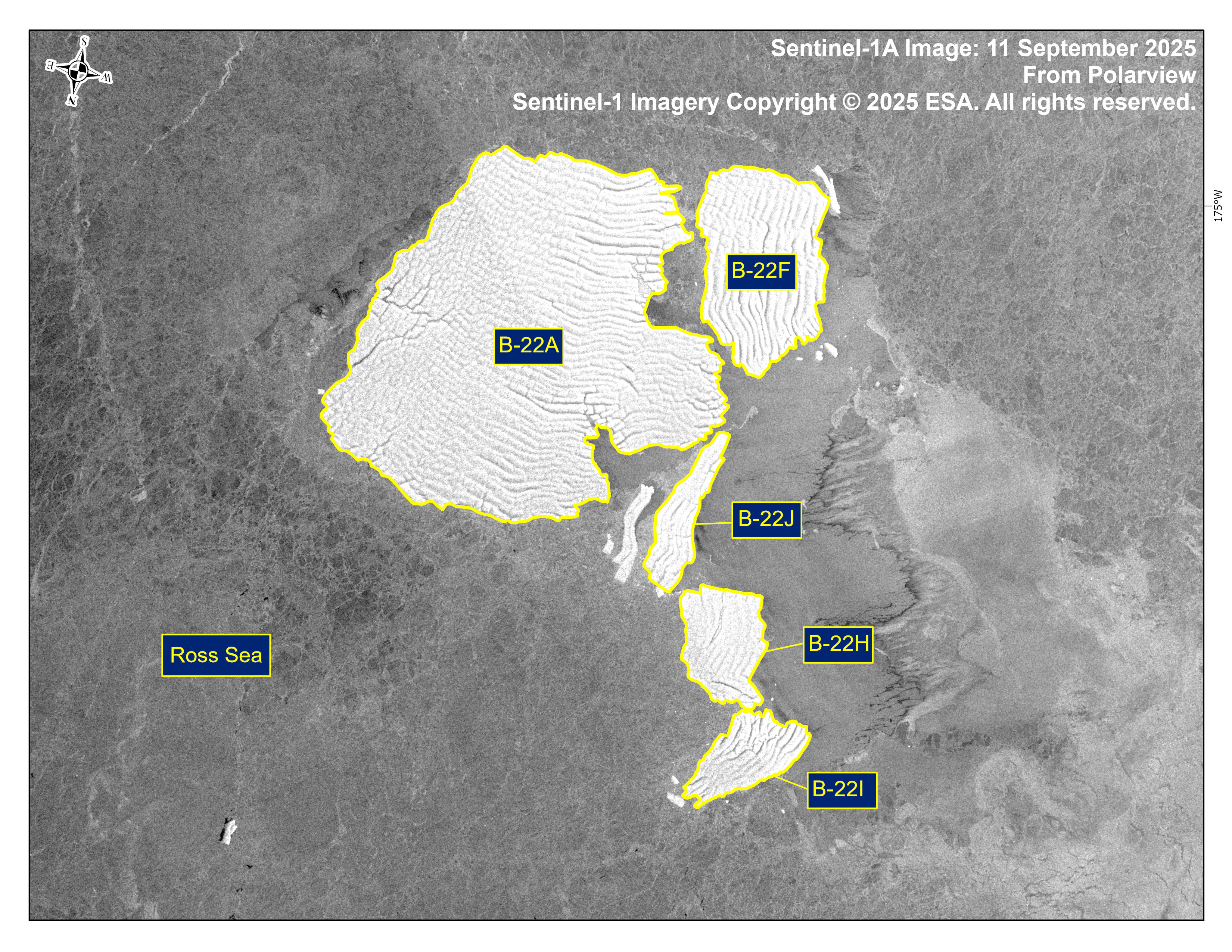 Satellite image of Iceberg B-22J