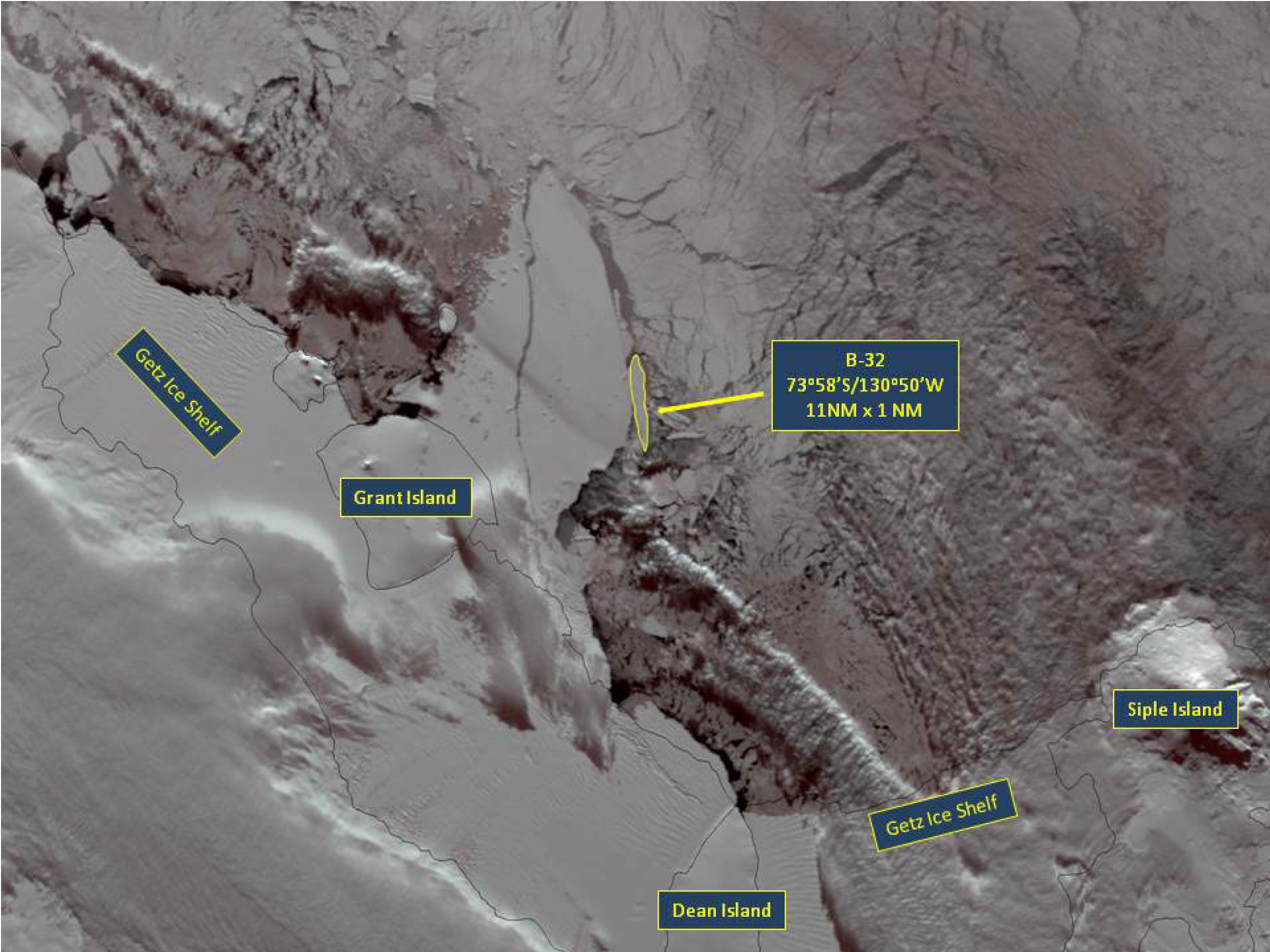 Satellite image of Iceberg B-32