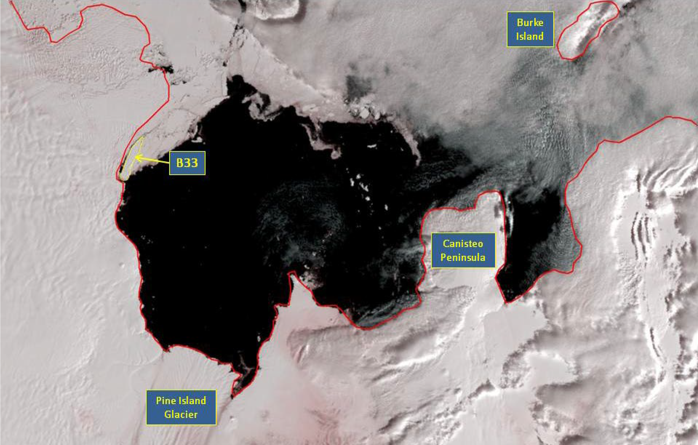 Satellite image of Iceberg B-33