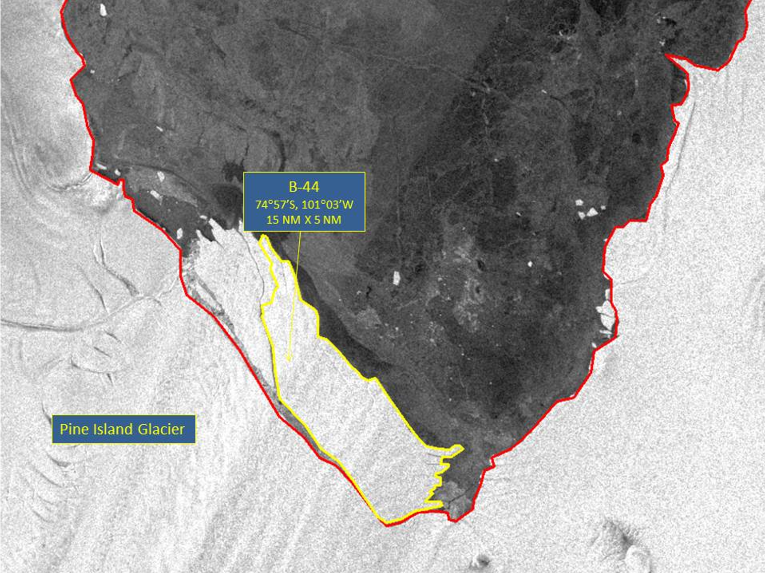 Satellite image of Iceberg B-44