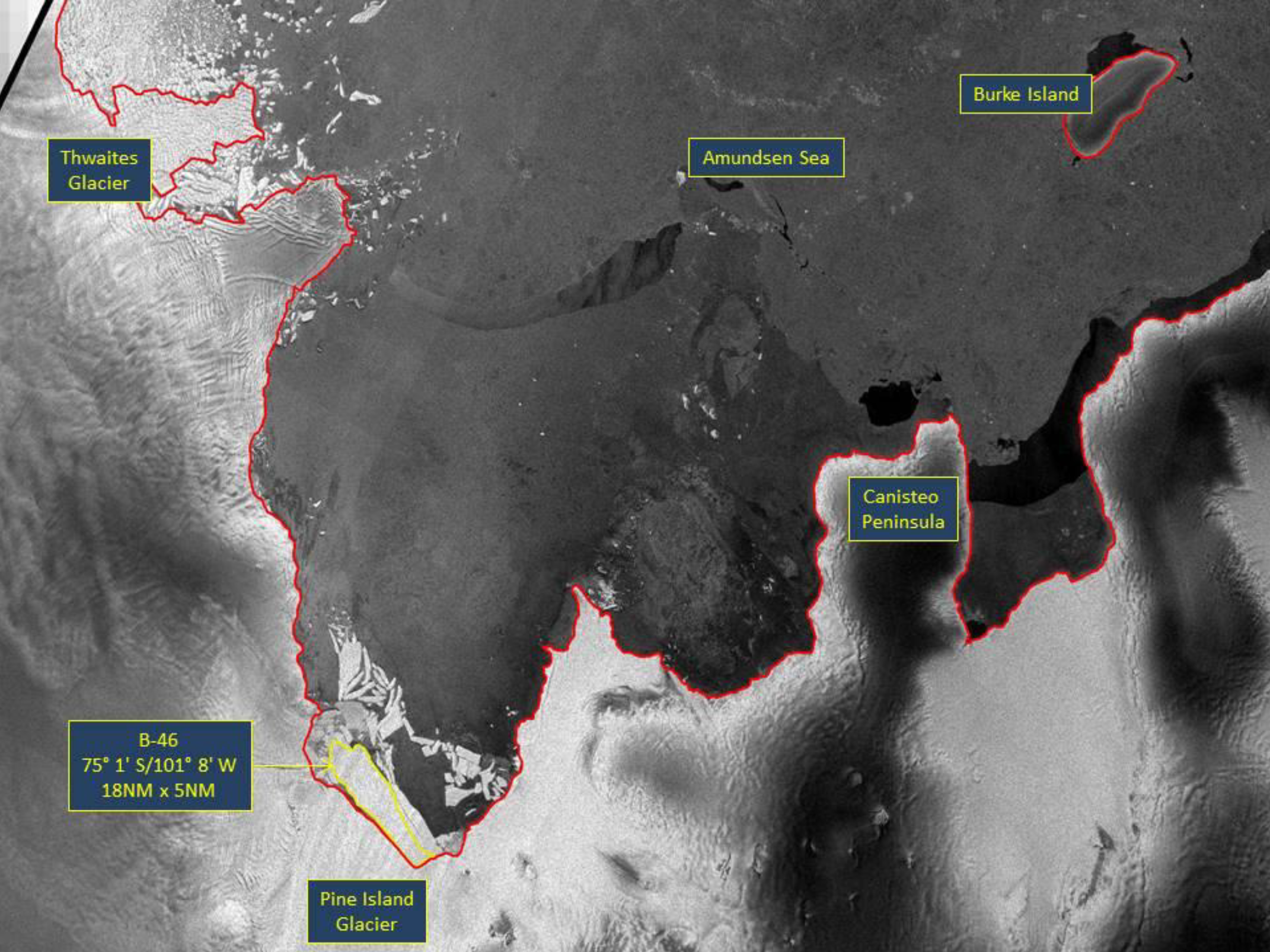 Satellite image of Iceberg B-46