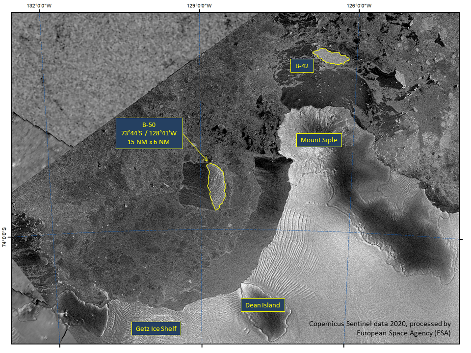 Satellite image of Iceberg B-50