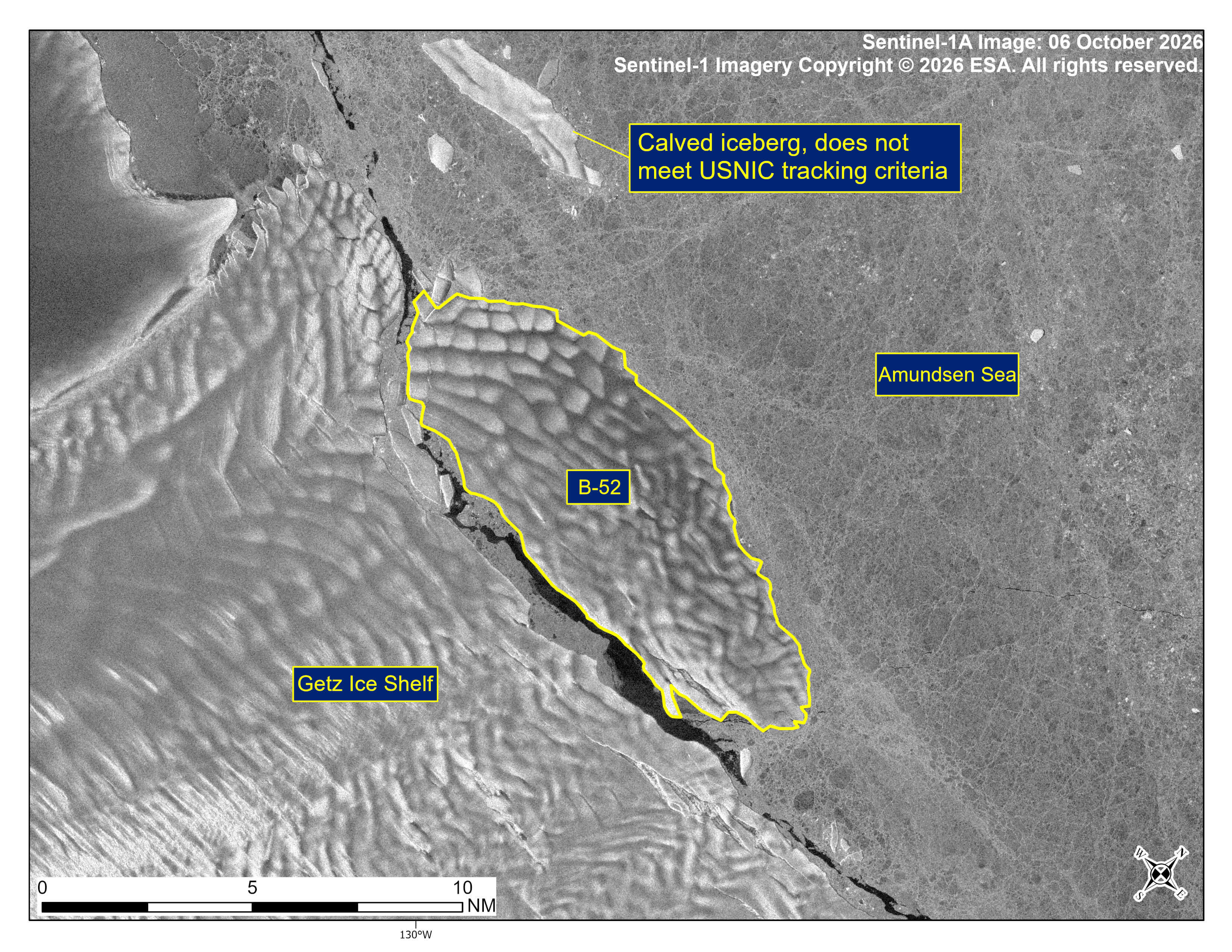 Satellite image of Iceberg B-52