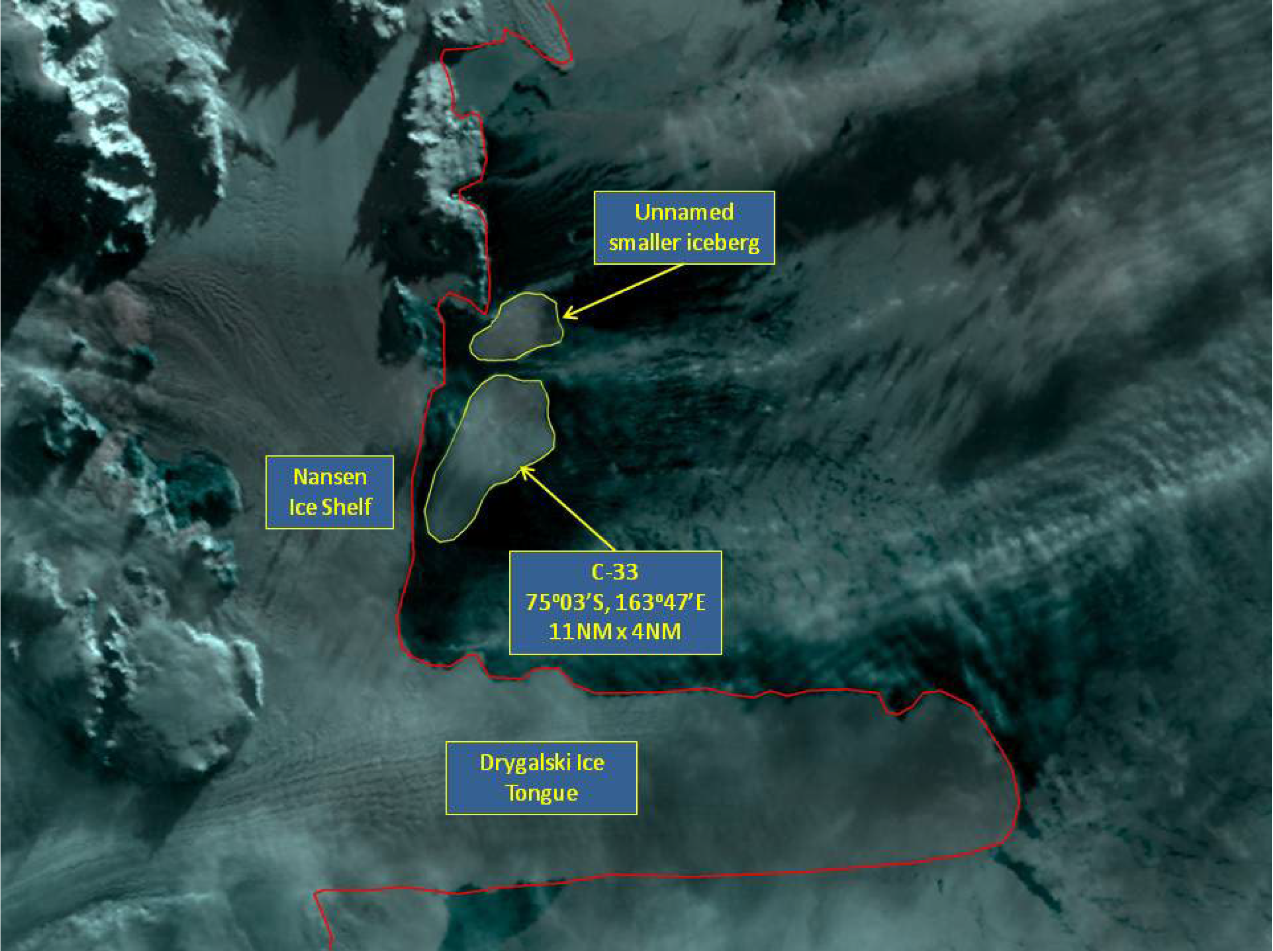 Satellite image of Iceberg C-33