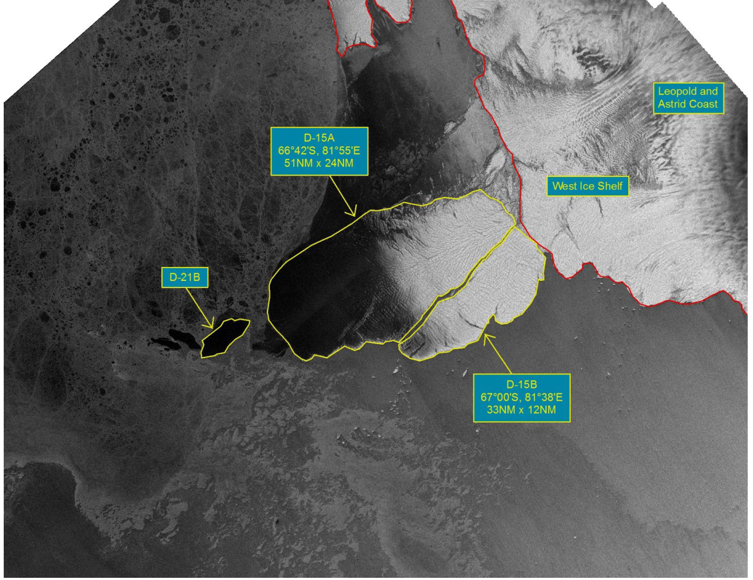Satellite image of Iceberg D-25