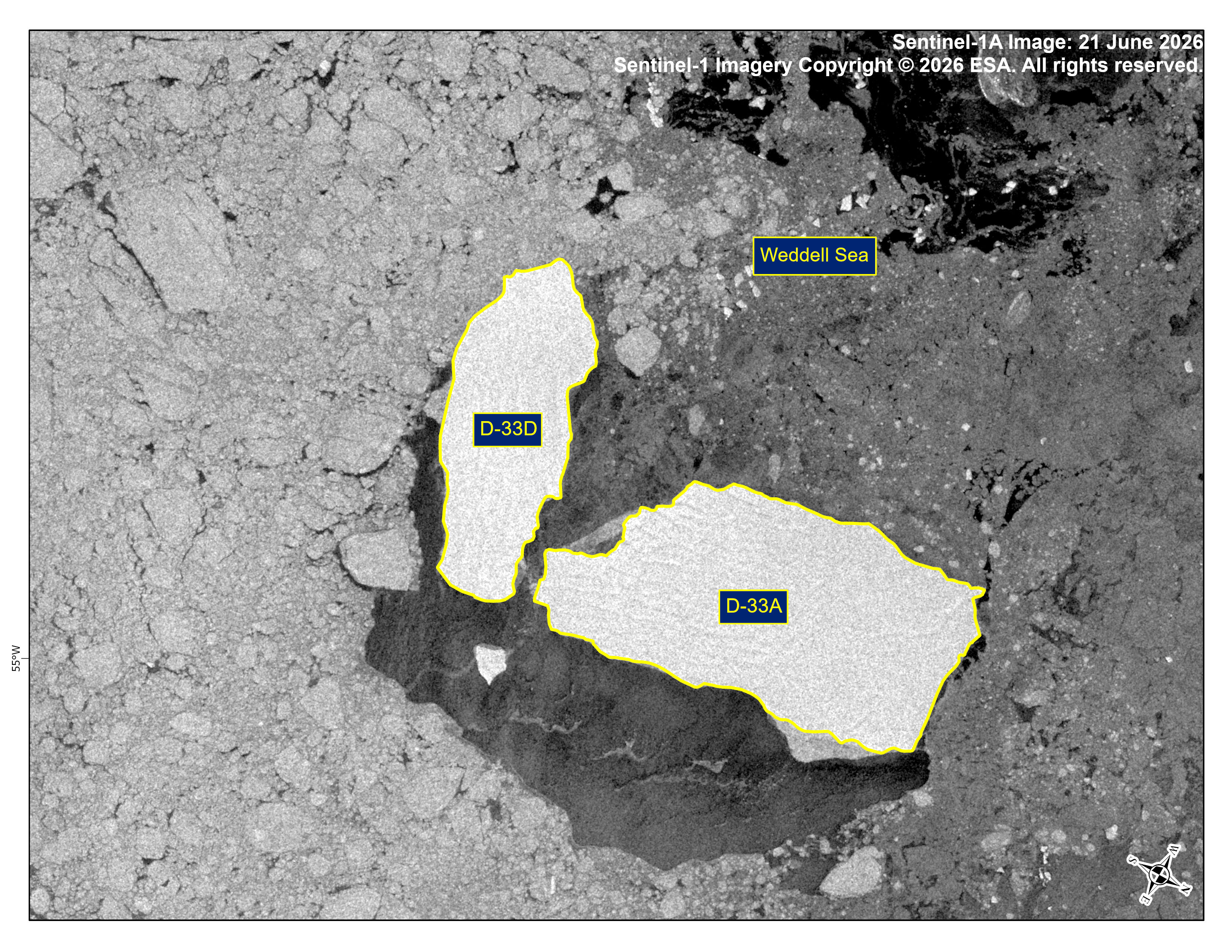 Satellite image of Iceberg D-33AB