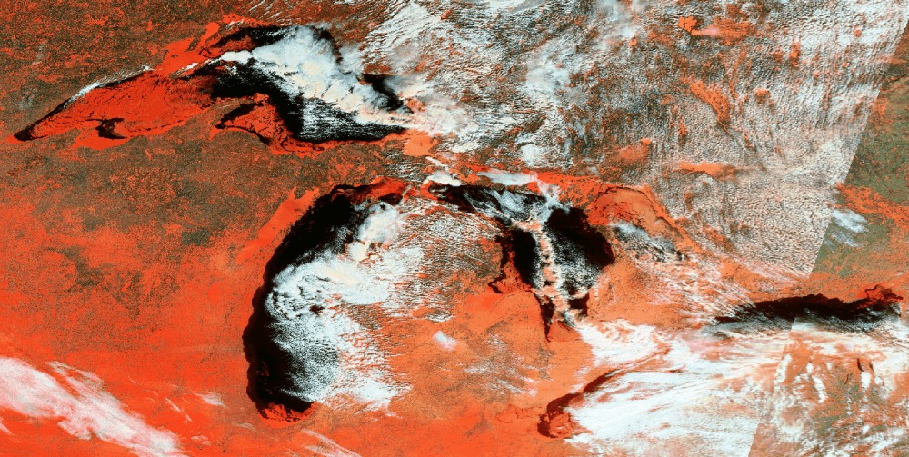 Ice concentration and thickness chart or Great Lakes for 19 Feb 2021