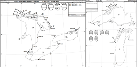 Thumbnail image
                 of current daily eastern Great Lakes chart