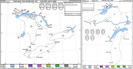 Thumbnail image
                 of current daily eastern Great Lakes chart