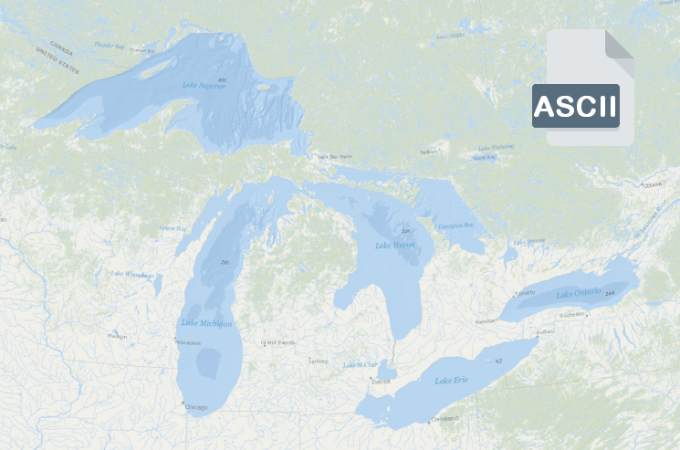 Thumbnail image of the Great Lakes denoting
             ASCII files