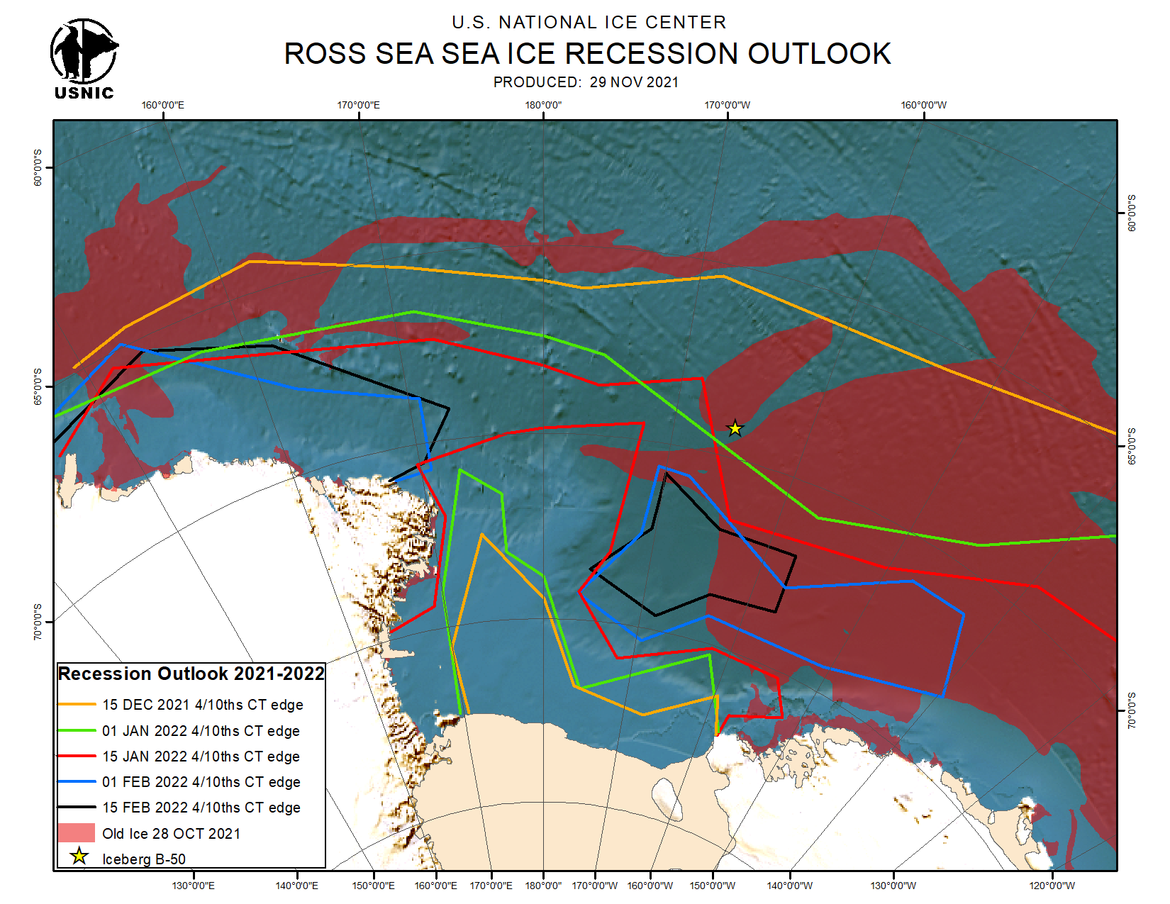 Thumbnail image of ice edge recession outlook 
             through the Ross Sea