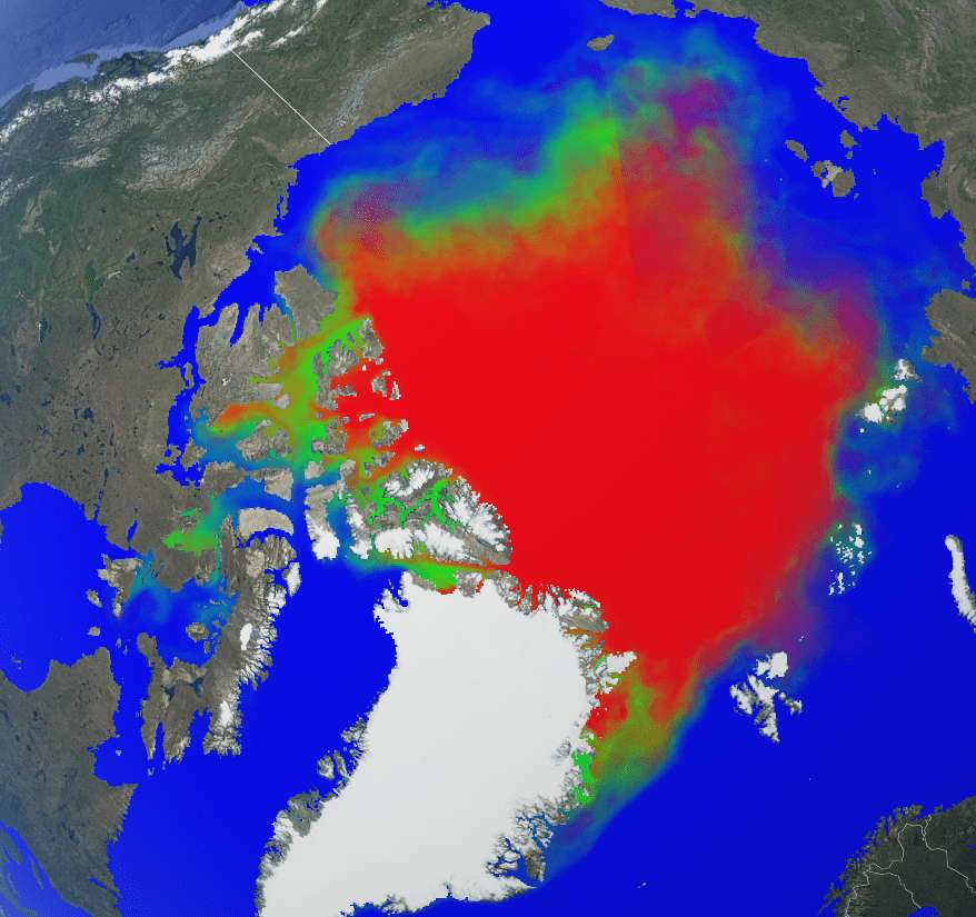 Example image of an Arctic
             Trivariate KMZ file displayed in a KMZ viewer