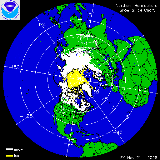 Yesterday Northern Hemisphere Snow & Ice Chart